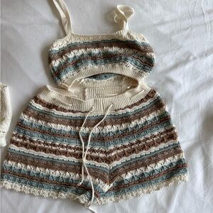 Windsor Cream and Blue Knit Set. Never been worn